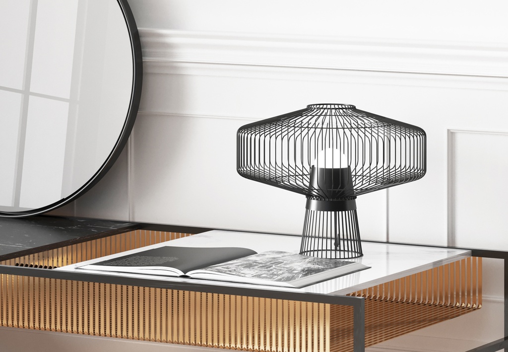 Alhambra Lampara de Mesa Di.57xh.41cm 1L E27 Negro Mate
