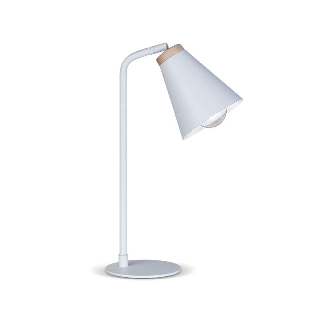 Nordik Lampara de Mesa Metal/Madera Movil 1L E27 h.39cm Blanco 