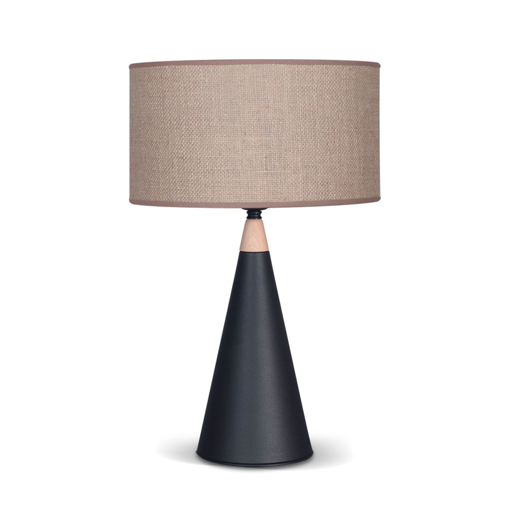 Icono Velador Cilindrica 1L E27 Cañamo Oscuro h.48cm Negro