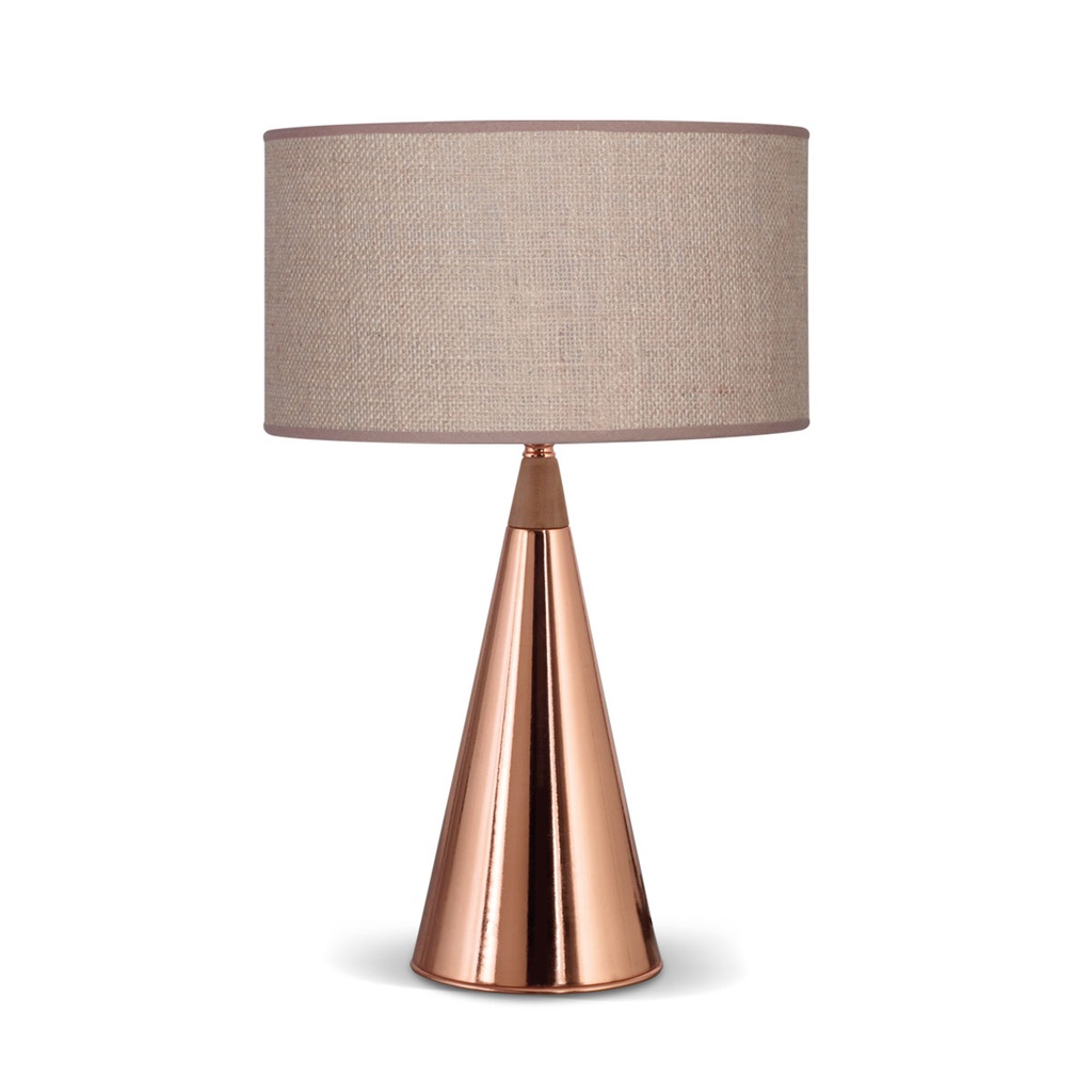 Icono Velador Cilindrica 1L E27 Cañamo Claro h.48cm Cobre