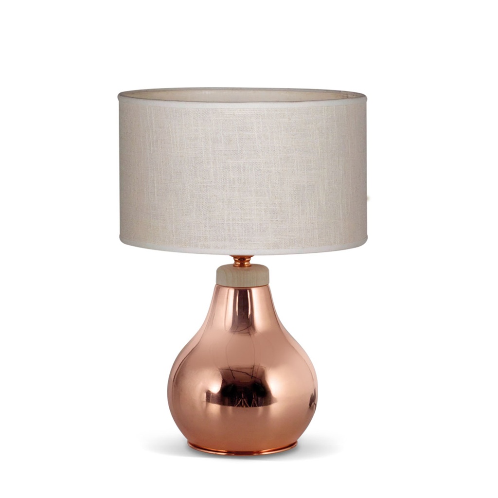 Mari Velador Cilindrica 1L E27 Cañamo Claro h.36cm Cobre