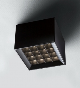 Tebo Mini Plafon Led 16L 18w Cri90 3000k DIM TRIAC 100x100mm Negro Mate/Negro