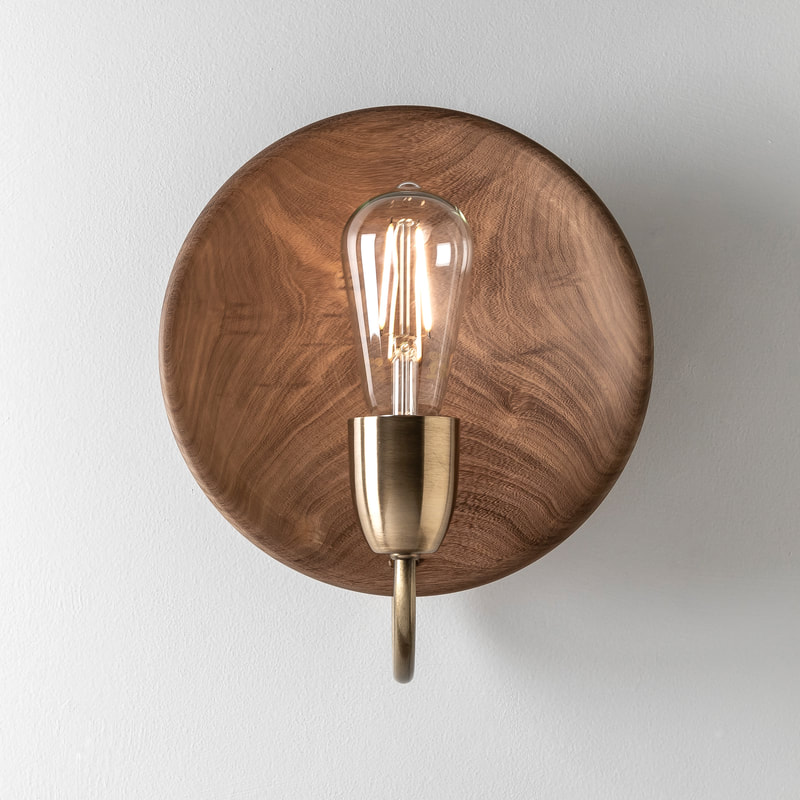 Plato Vintage Aplique de Pared Madera Di.22cm E27 c/Lamp Led Vintage