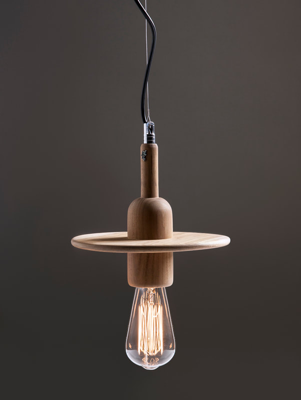 Spin Colgante Madera Di.20cm E27 c/Lamp Led Vintage