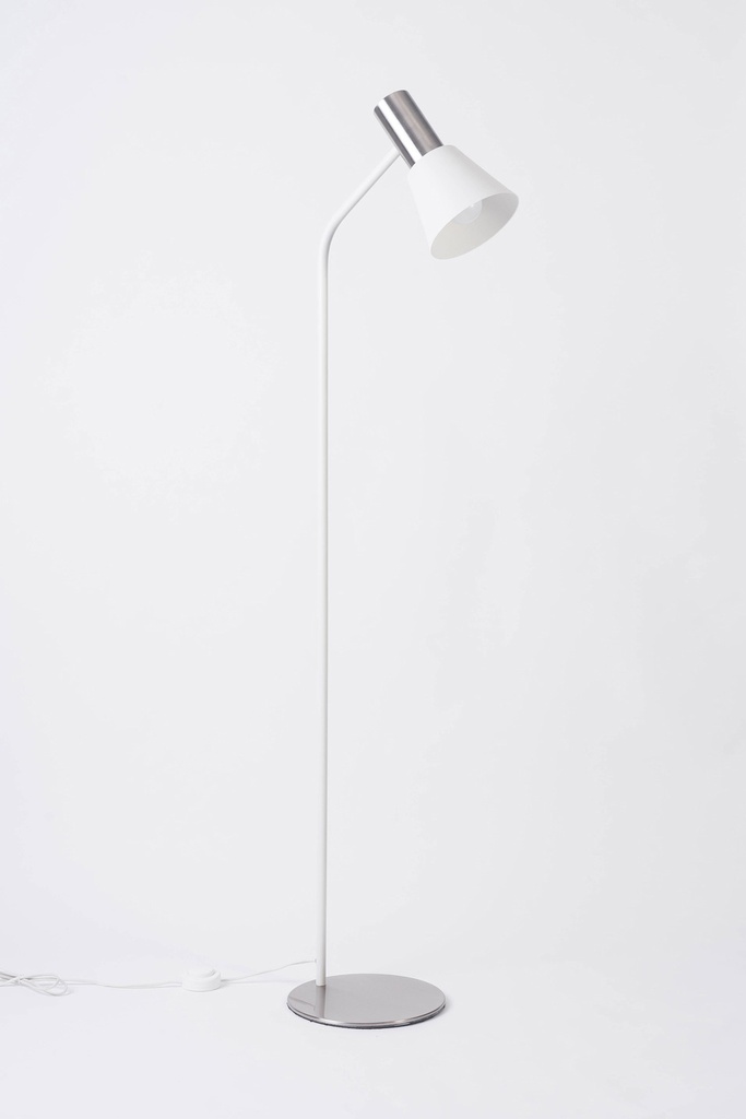 Milano P Lampara de Pie 1L E27 Blanco/Platil