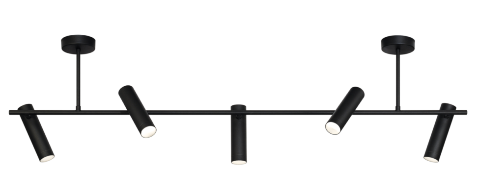 Like Plafon Lineal Movil 5 Luces Led PAR16 GU10 L.150cm Negro Texturado