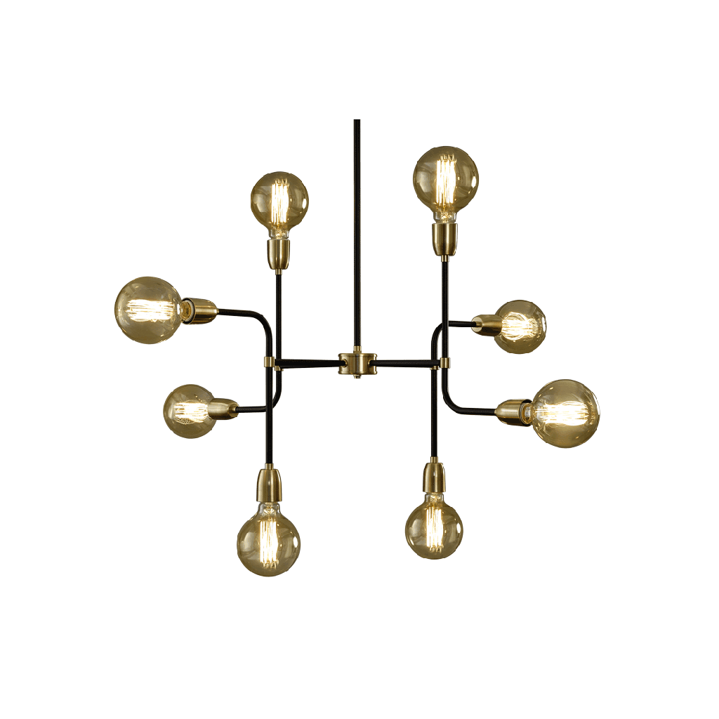 Manhattan Colgante 8 Luces E27 L.90cm Negro/Cobre Brillo