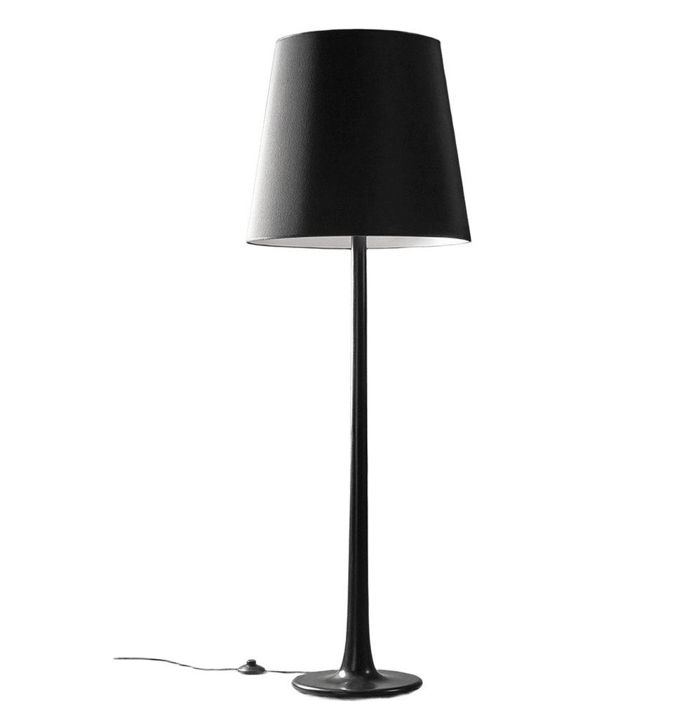 Trini PK54 Lampara Pie Madera Negra C/Pant.Conica Gross Negro E27 Led Di.54xh165cm 