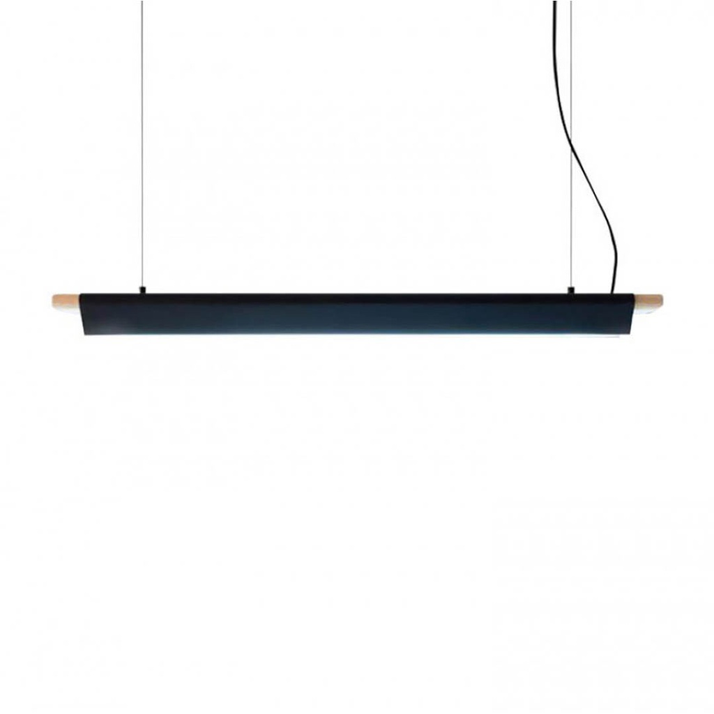 Skyline Colgante Hierro-Madera Lenga Led 3000K Largo.1,40Mt. Negro