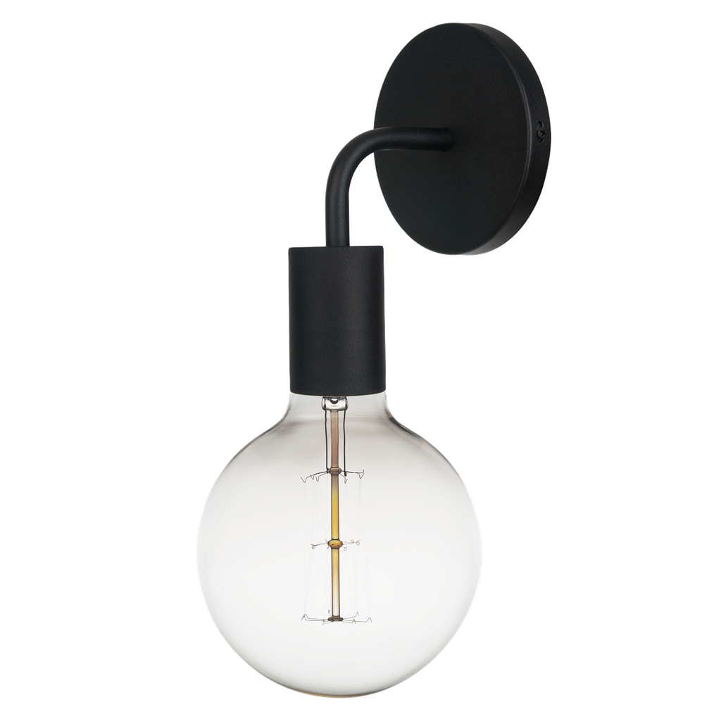 Minimal Aplique Pared Acero Fijo 1L E27 Negro
