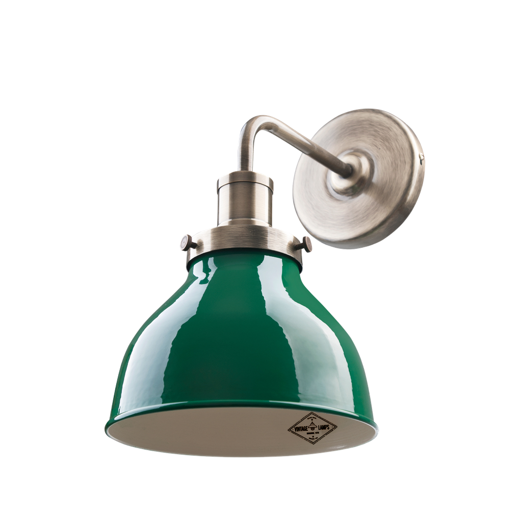 Vintage Aplique de Pared Acero Di.20Cm 1L E27 Verde/Bronce