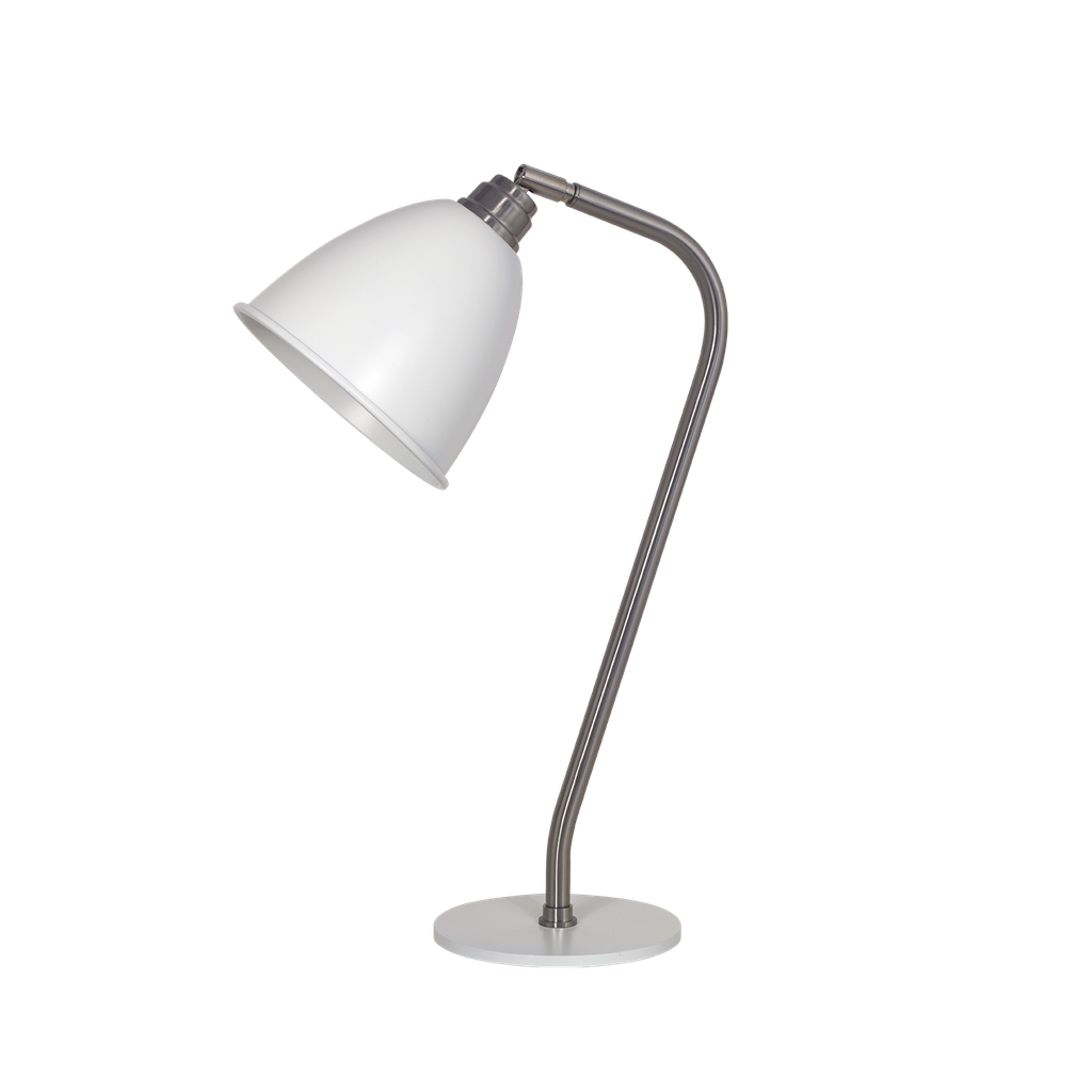 Retro Lampara de Escritorio Acero Di.17cm h.42cm Blanco/Platil