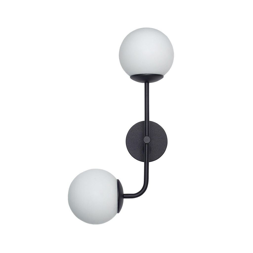 Aplique Globo Opal Satinado Doble Curvo Di.15cm h.50cm Negro