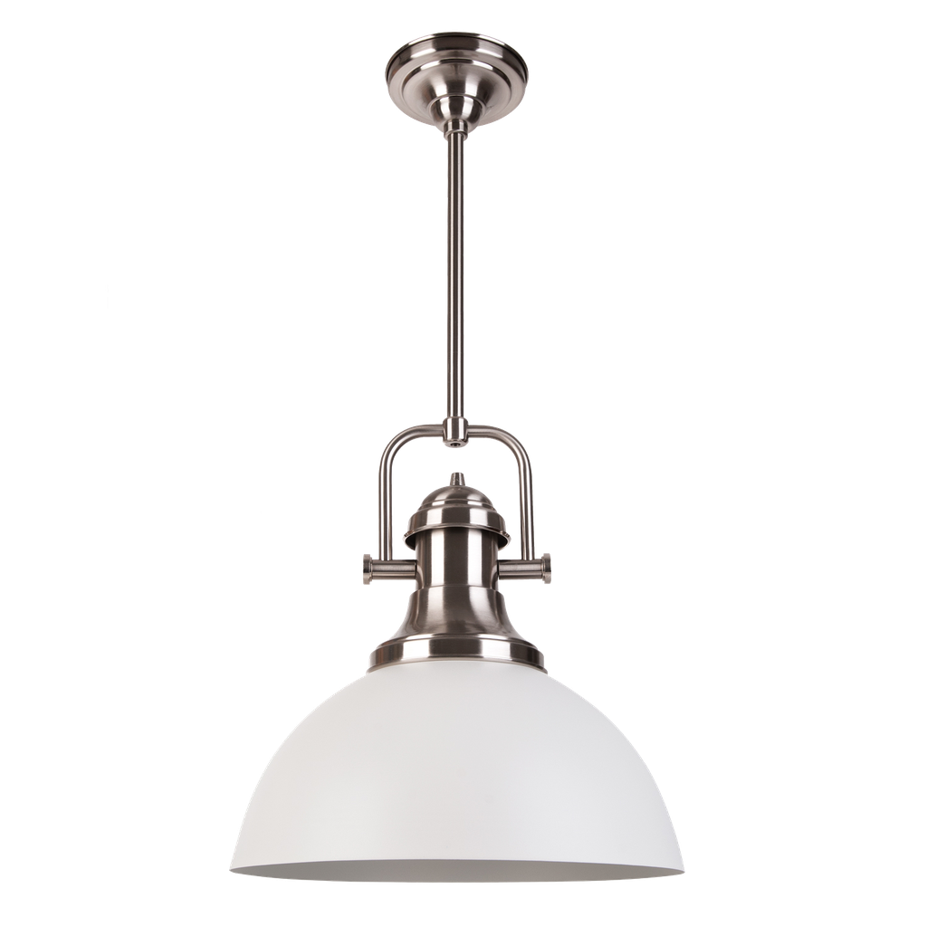Classic Barral Colgante Acero 1 Luz E27 Di.40cm h.40cm Blanco/Platil