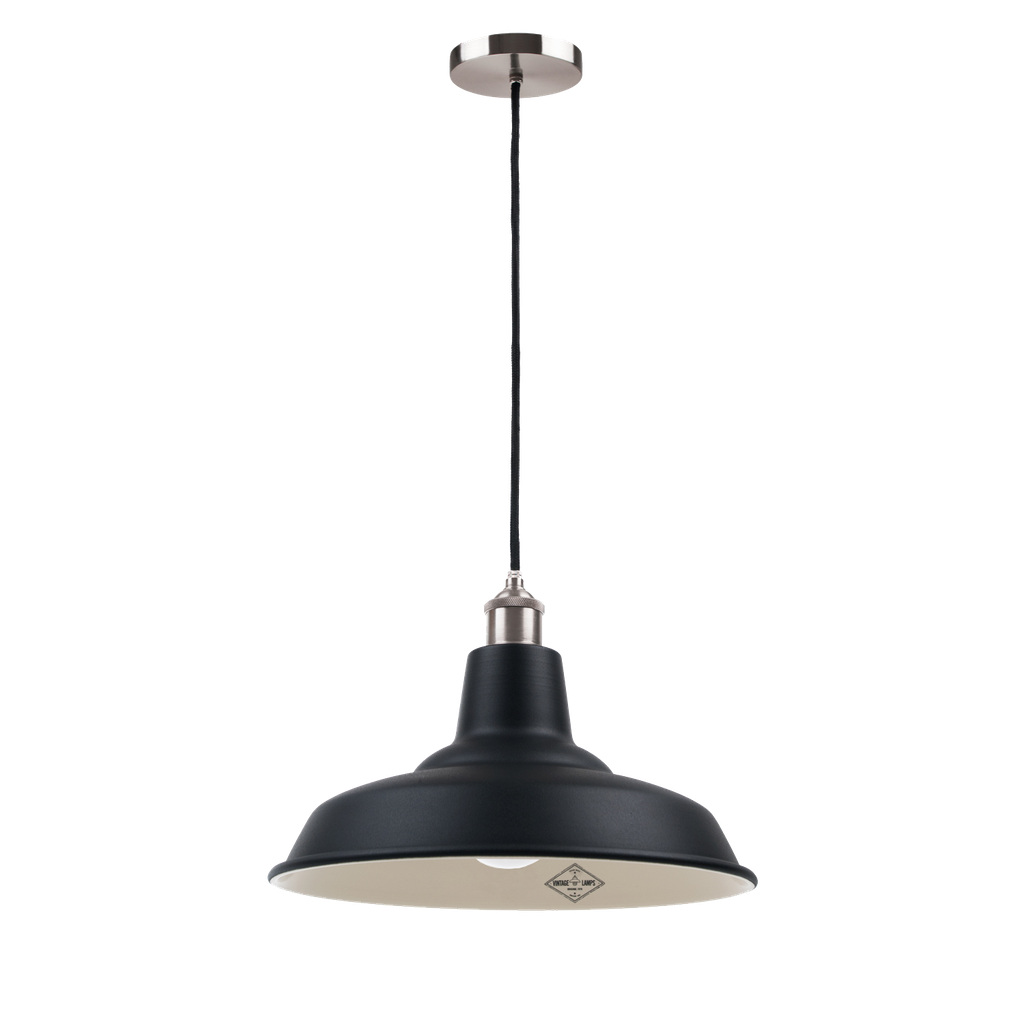 Galponero Colgante Acero 1 Luz E27 Di.45cm Negro/Crema Detalles Bronce