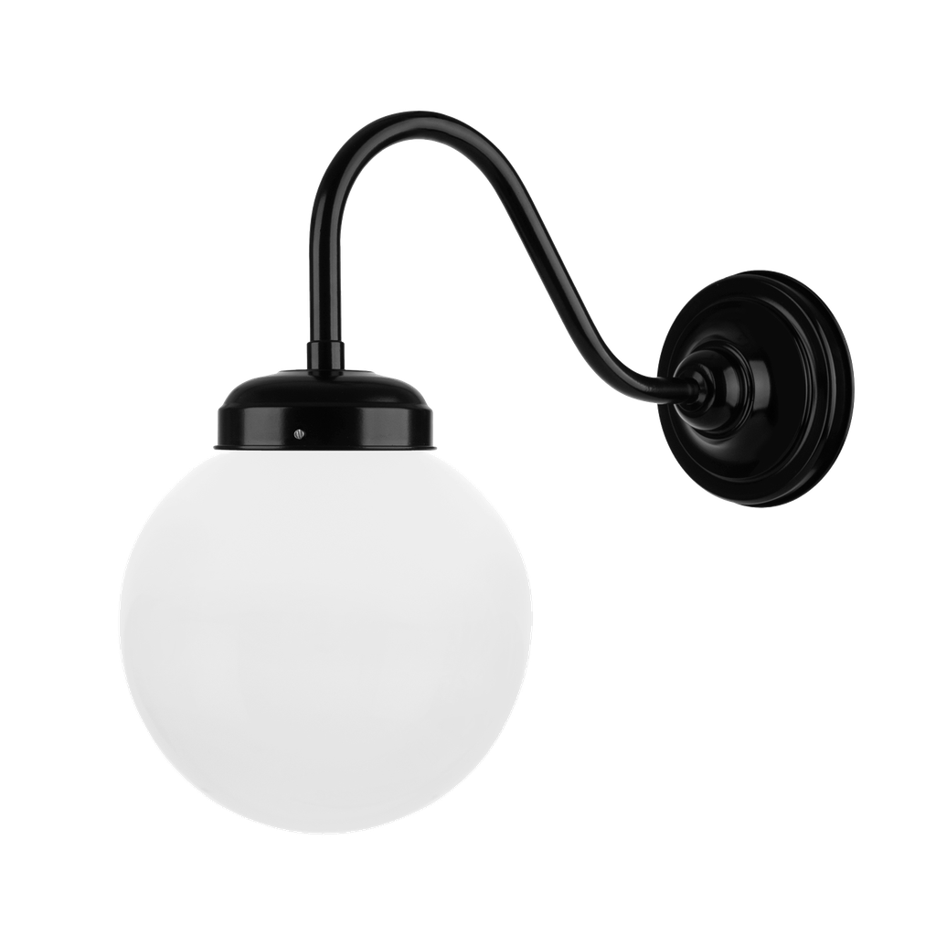 Globo Aplique de Pared Aluminio IP44 1 Luz E27 Di.25xh35cm Negro