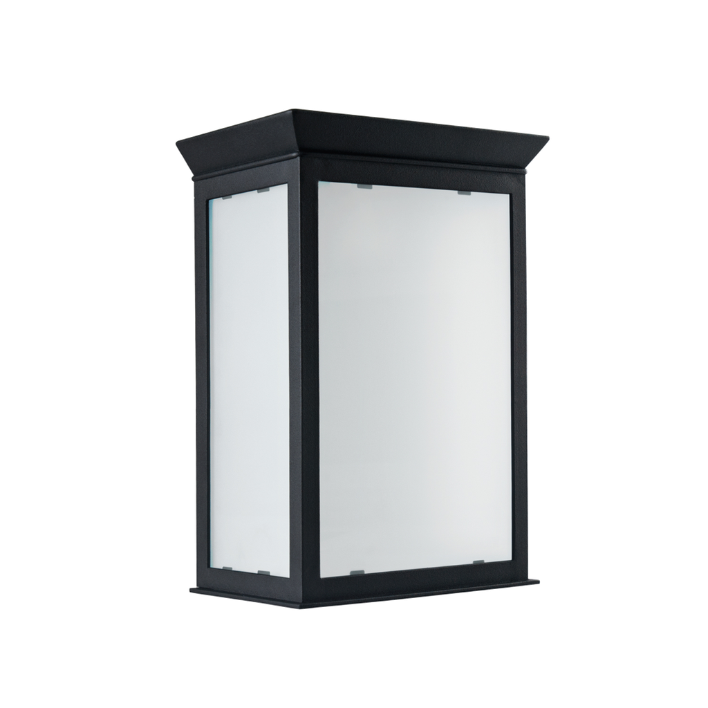 Medio Farol Aplique de Pared Hierro Vidrio Satinado 1 Luz E27 21xh.35cm Negro