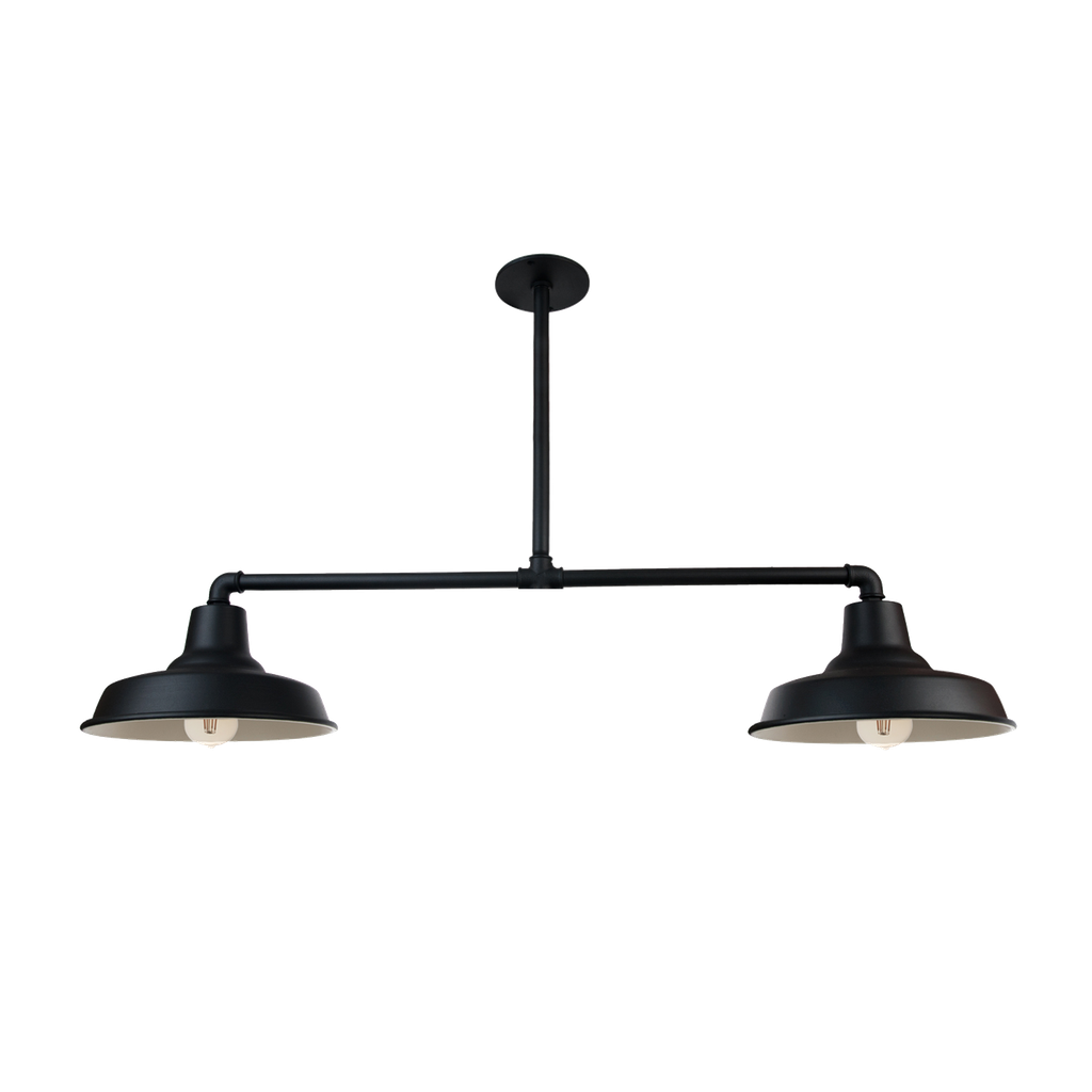 Industrial Colgante Barral Doble 2 Luces E27 2xDi.30cm L.95cm Negro/Crema