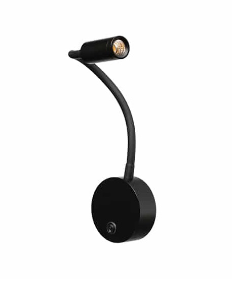 Waller Aplique Cama Flexible C/Interruptor Led 3W 3000k 220v Ip20 Negro