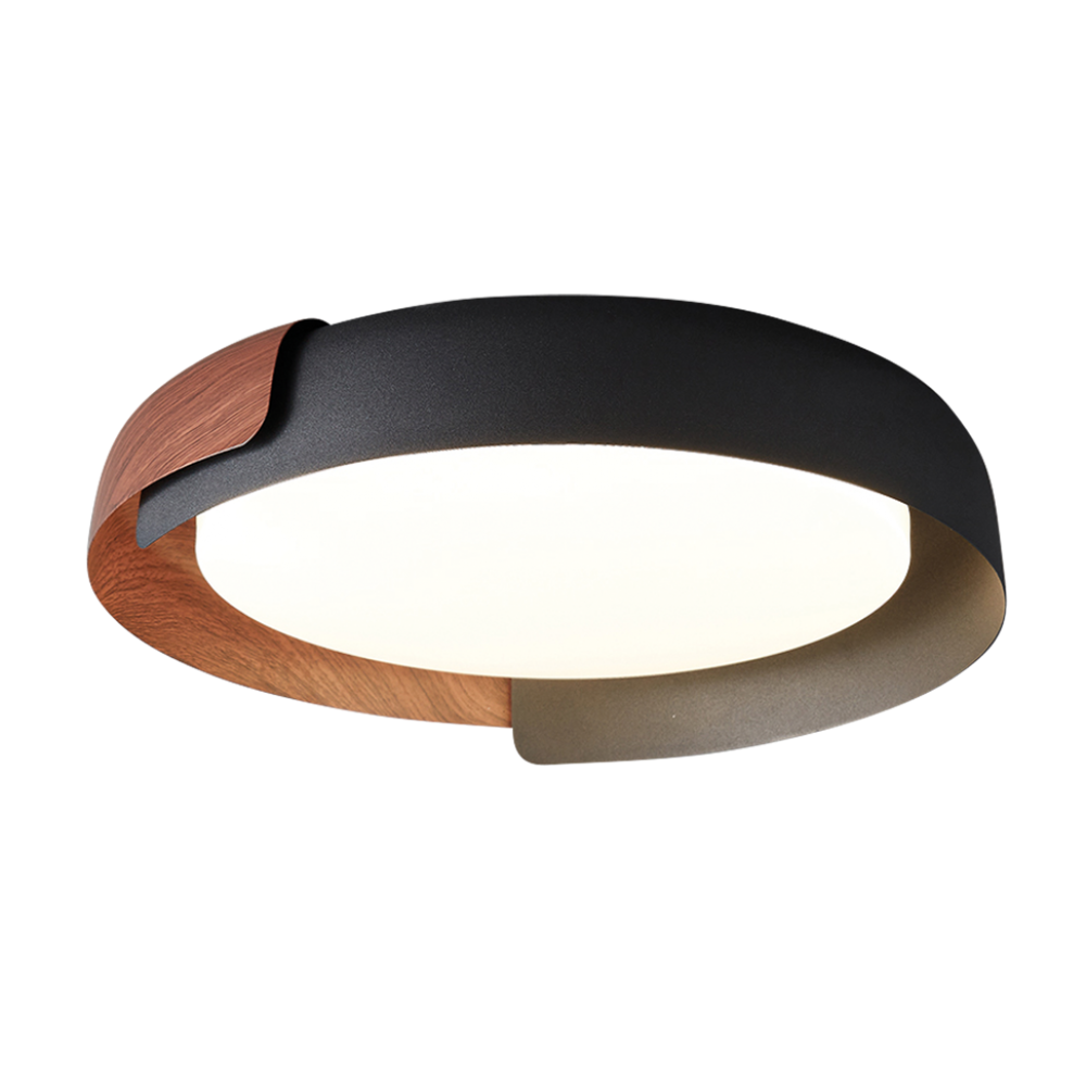 Abuya S Plafon Circular Negro/Simil Madera Di.40cm Led 30W 3000K 