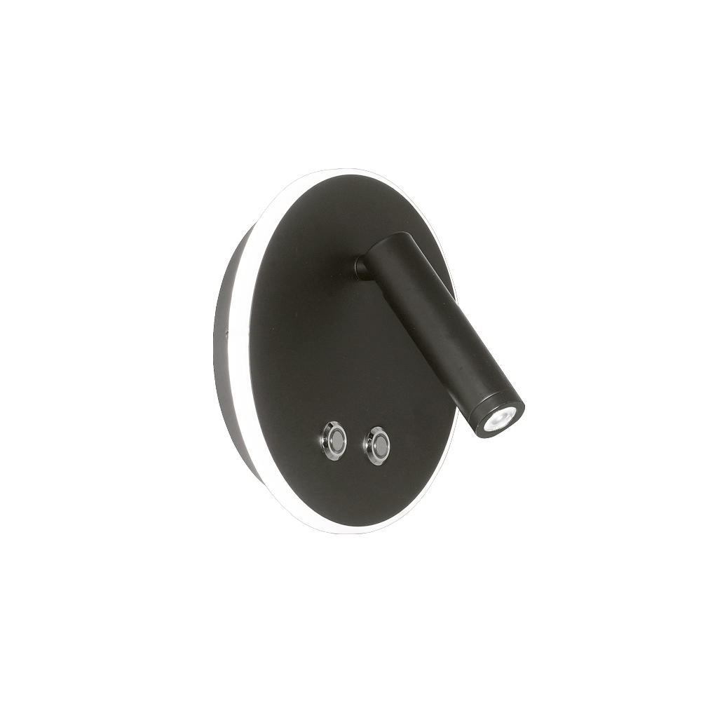 Dallas Aplique Redondo c/Mov. e Interruptor Tocuh Led 6+3W 3000K Negro