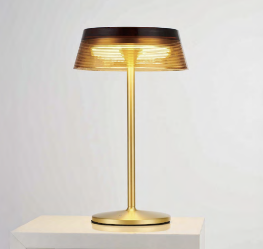 VK-S40 Lampara de Mesa Cristal-Aluminio Led 8w 3000k Dimerizable IP20 Di.23xh.38cm Bronce