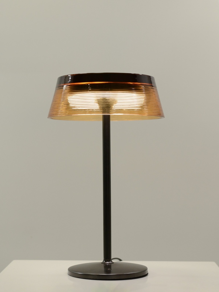 S40 Lampara de Mesa Cristal Led 8w 3000k Ip20 220v Dimerizable Di.235x385mm Aluminio-Vidrio Negro