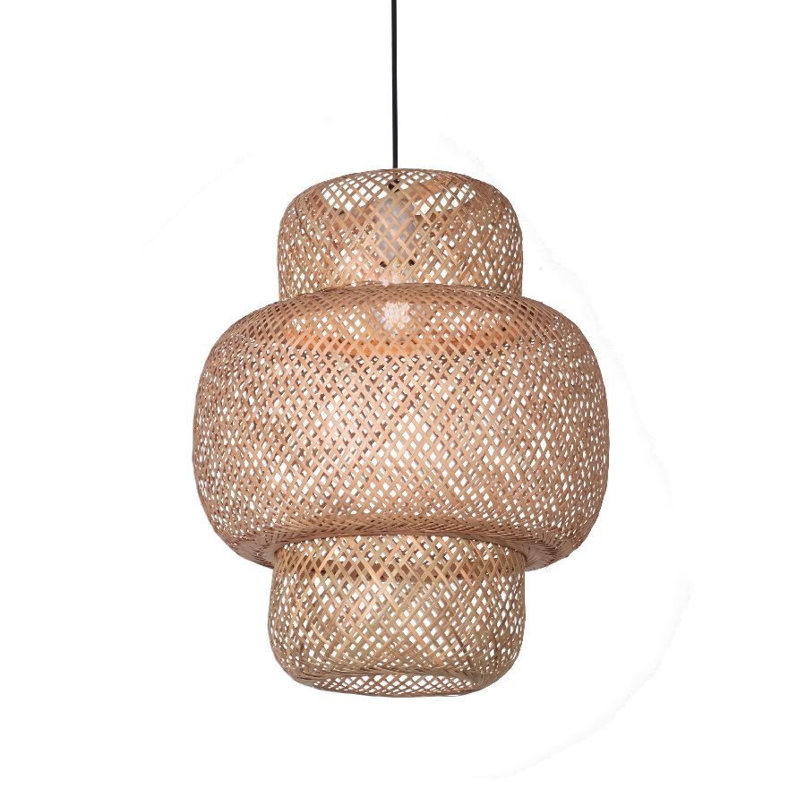 Baco Colgante Bamboo 1 Luz E27 Ip20 220v Di.38xh.40cm Natural
