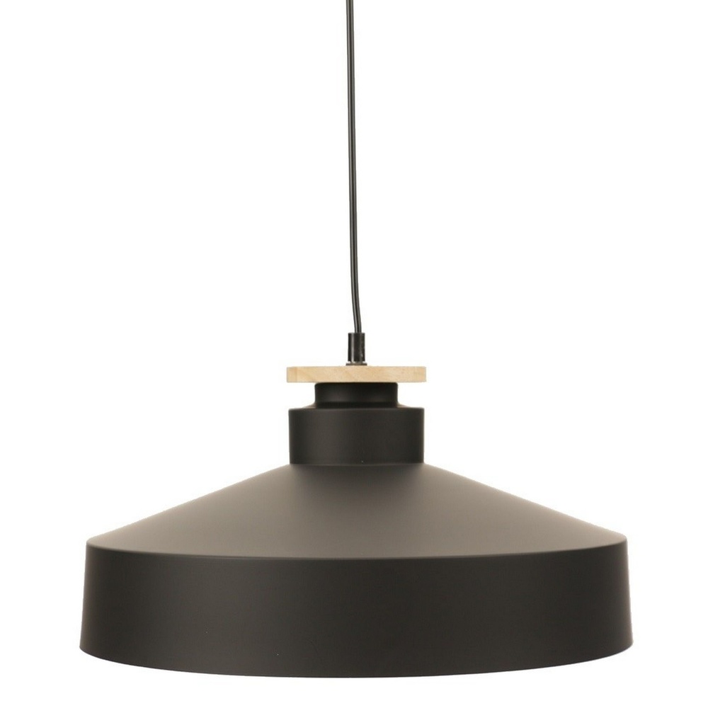 Zeth Colgante Aluminio/Madera 1 Luz E27 220v Di.39xh.15Cm Negro Mate