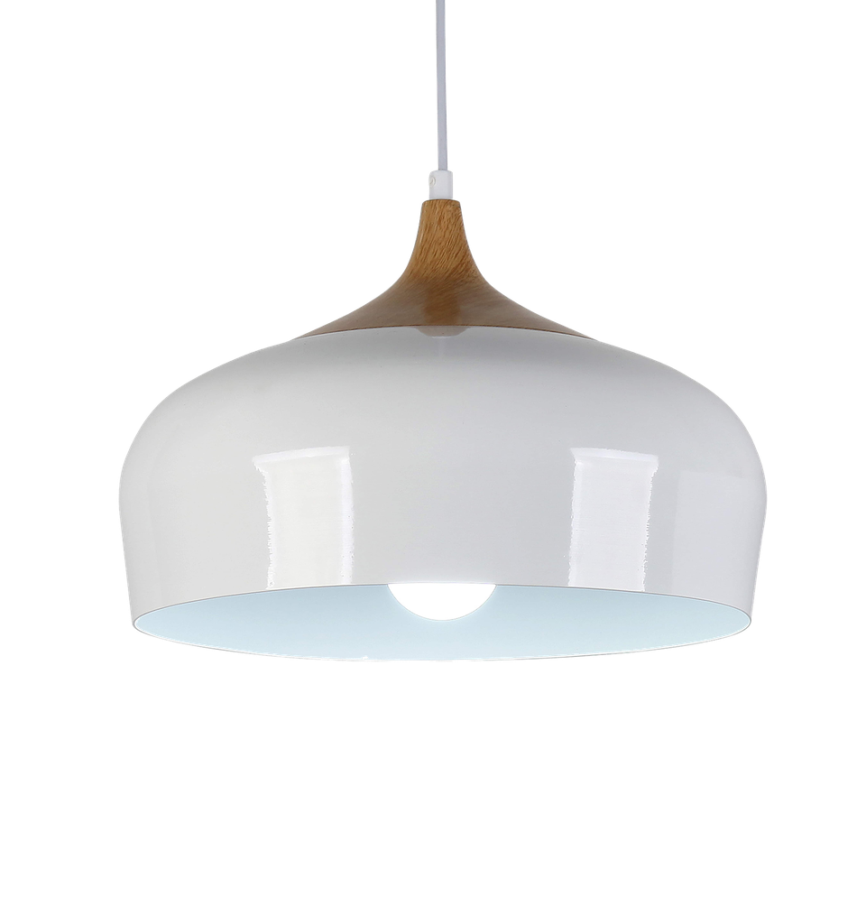 Nyx Colgante Aluminio/Madera 1 Luz E27 220v Di.32xh.27Cm Blanco