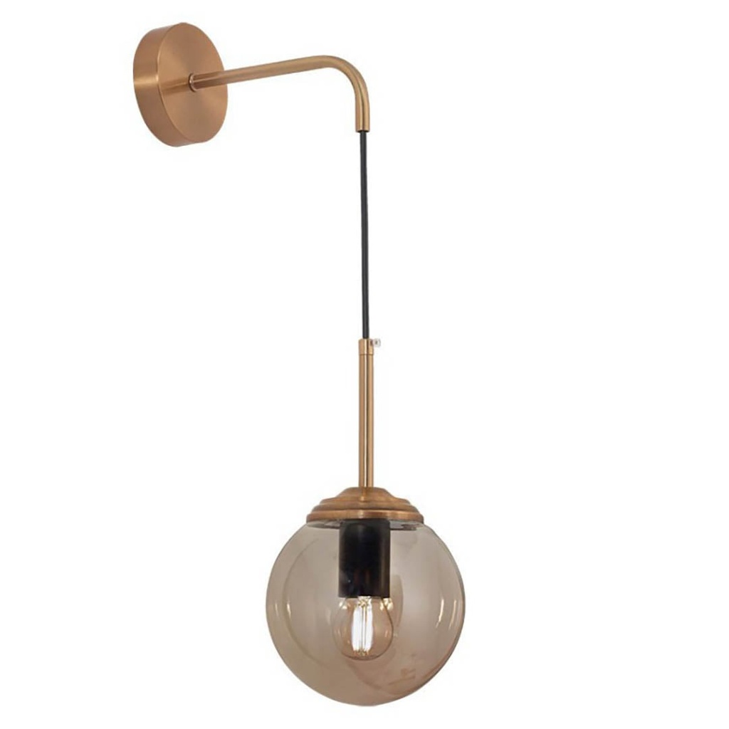 Neko Aplique Colgante Globo Vidrio 1 Luz E27 220v Di.15xh.50Cm Ambar/Dorado