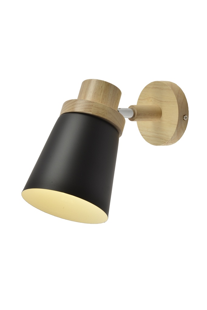 Loto Aplique Aluminio/Madera 1 Luz E27 220v Di.19xh.11Cm Negro