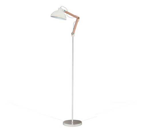 Arlon Lampara de Pie Madera/Metal 1Luz E27 Di.25xh.245cm Blanco