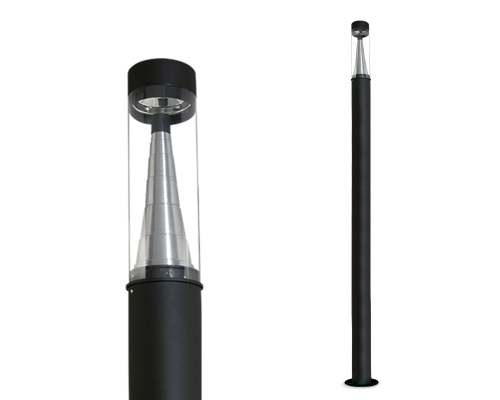 Farola Redonda C/Visor Acrilico Led 5xGU10 IP44 h.3000mm Negro Texturado