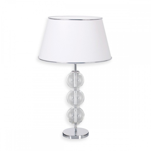 [LM4735-01 ZLB CR] Dalhi Lampara de Mesa Vidrio/Metal 1L E27 Cilindrica Lienzo Blanco H.65cm Cromo