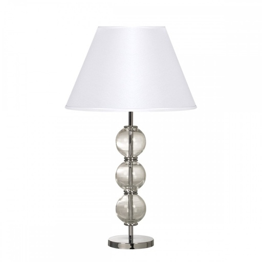 [LM4770-00 YLB CR] Sarah Lampara de Mesa Vidrio/Metal 1L E27 Conica Lienzo Blanco H.60cm Cromo