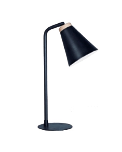 [LM8150-01 NGMD] Nordik Lampara de Mesa Metal/Madera Movil 1L E27 h.39cm Negro 