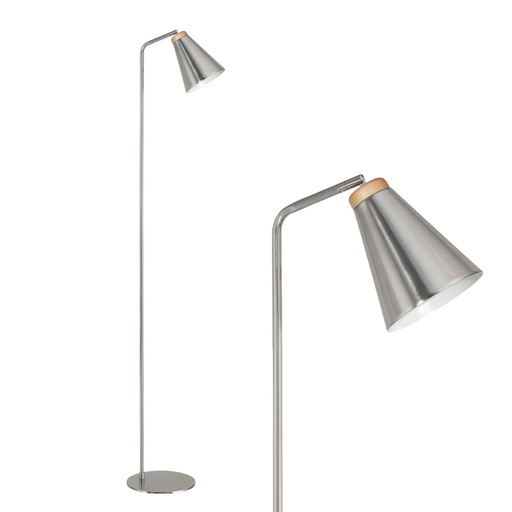 [LP8150-01 PLPD] Nordik Lampara de Pie Metal/Madera Movil 1L E27 h.150cm Platil