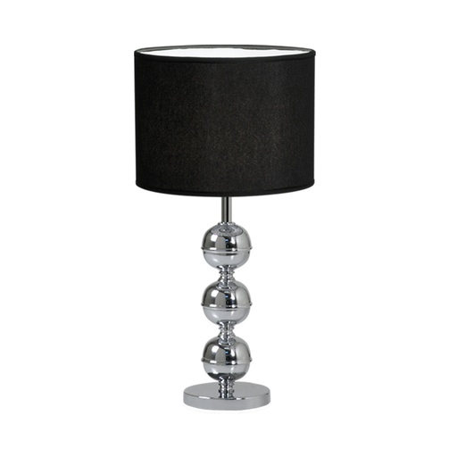 [VE3510-01 ZLN CR] Lara Velador Cilindrica 1L E27 Lienzo Negro Di.20xh.42cm Cromo