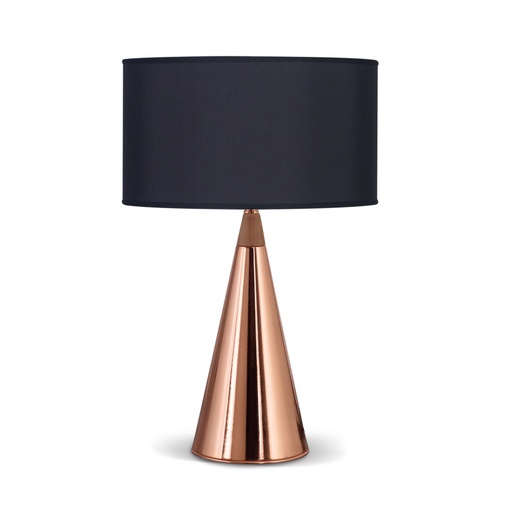 [VE7600-01 ZLN CB] Icono Velador Cilindrica 1L E27 Lienzo Negro h.48cm Cobre