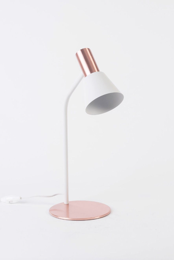 [MILANO M BL/CO] Milano M Lampara de Mesa 1L E27 Blanco/Cobre