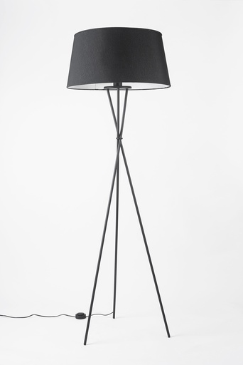 [TRYP P NG] Tryp P Lamp de Pie Tripode Pantalla Tela 1L E27 Pulsador de Piso Negro Mate