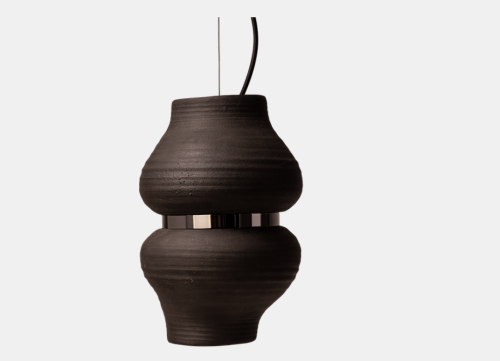 [N2GP] Nudo Colgante 2 Cerámica/Acero H.33cm Par16 6W 2700k Led Grafito + Peltre Brillante