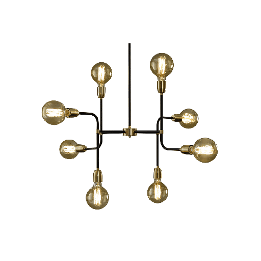 [MANHATTAN 8L.NG/CB] Manhattan Colgante 8 Luces E27 L.90cm Negro/Cobre Brillo