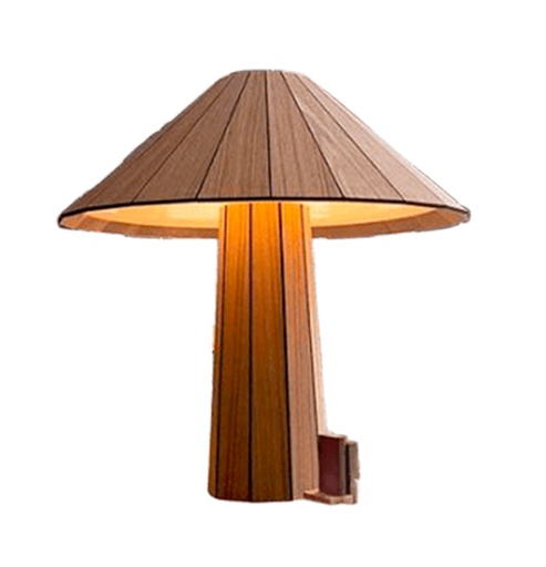 [MAJA M45 EN] Maja M45 Lampara Mesa Placa Enchapada E27 Led Di.45xh45cm Madera Natural