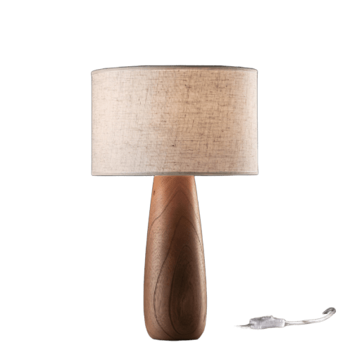 [TUNA M25 CDL] Tuna M25 Lampara Mesa Madera Cedro C/Pant.Lino Natural E27 Led Di.25xh42cm 