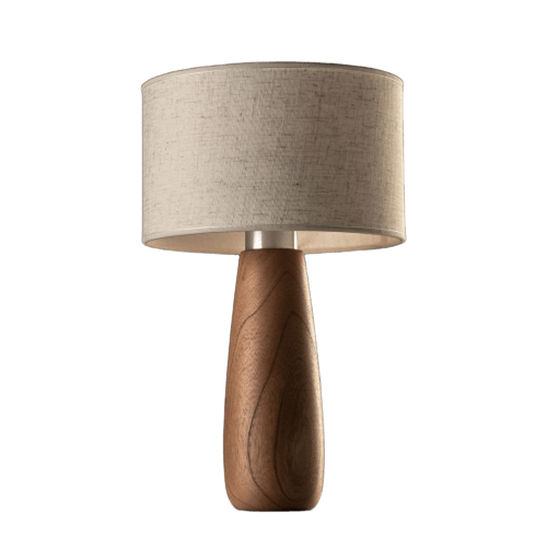 [TUNA M25 CDY] Tuna M25 Lampara Mesa Madera Cedro C/Pant.Yute Natural E27 Led Di.25xh42cm 