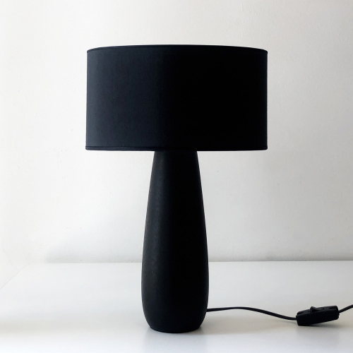 [TUNA M25 NGG] Tuna M25 Lampara Mesa Madera Negra C/Pant.Gross Negro E27 Led Di.25xh42cm 
