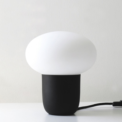 [LUMUNA M64 NG] Lumuna M64 Lampara Mesa Metal Tulipa Opal E27 Led Di.20xh23cm Negra