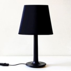 [TRINI MK28 NG] Trini MK28 Lampara Mesa Madera Negra C/Pant.Gross Negro E27 Led Di.36xh65cm 